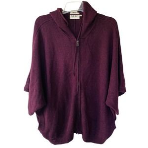 UGG Oversized Burgundy Hooded Zip Up Dolman Sleeves Sweater Size M